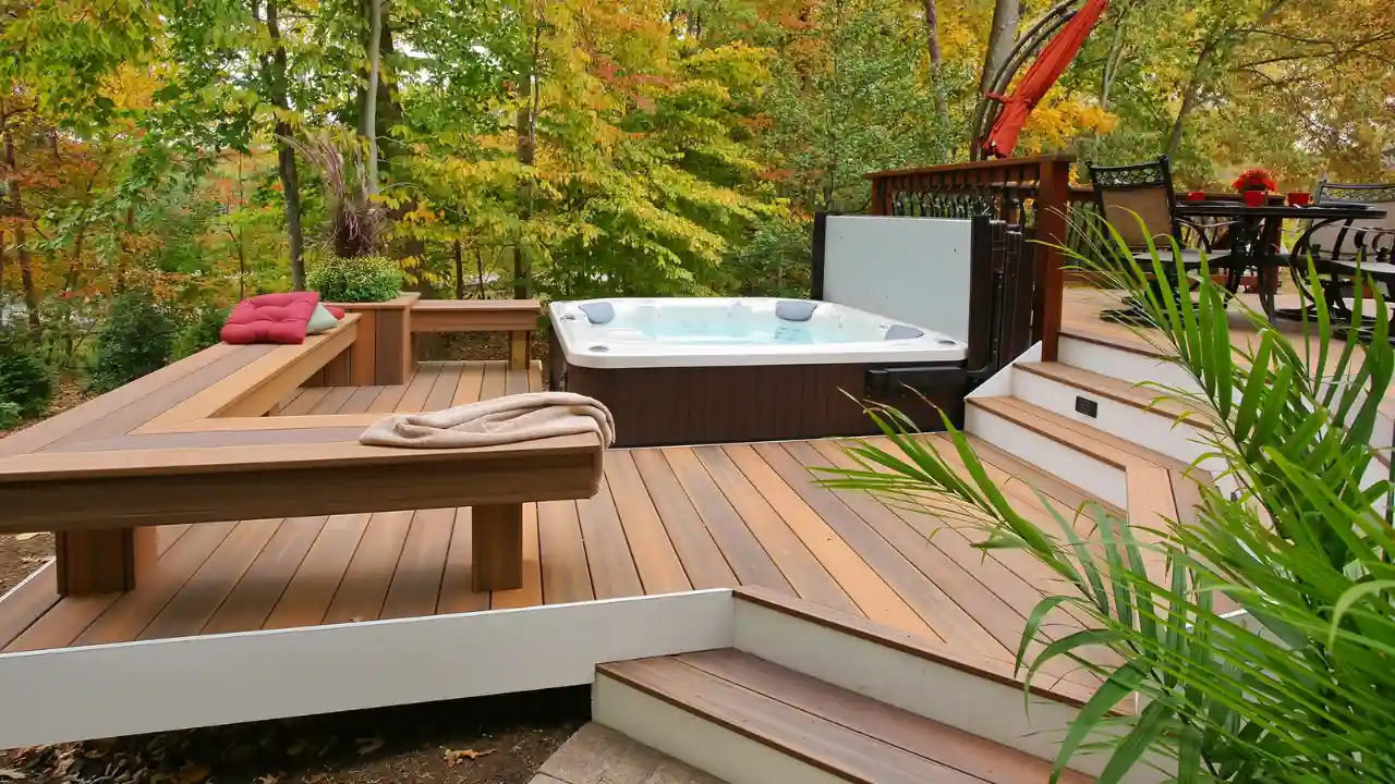 Hot tub under a deck