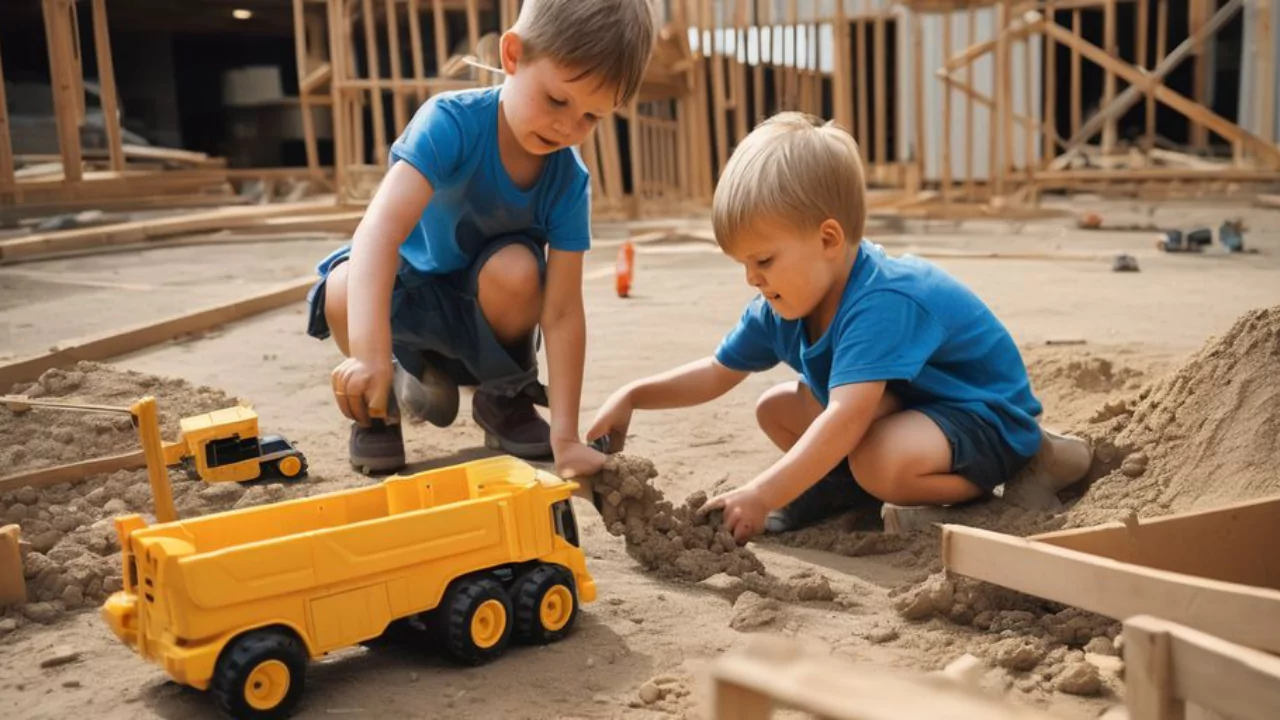 A boy is having fun in a