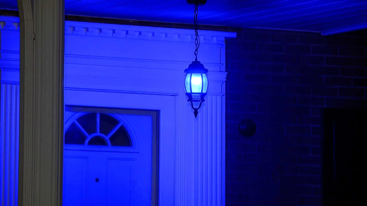 Blue porch light