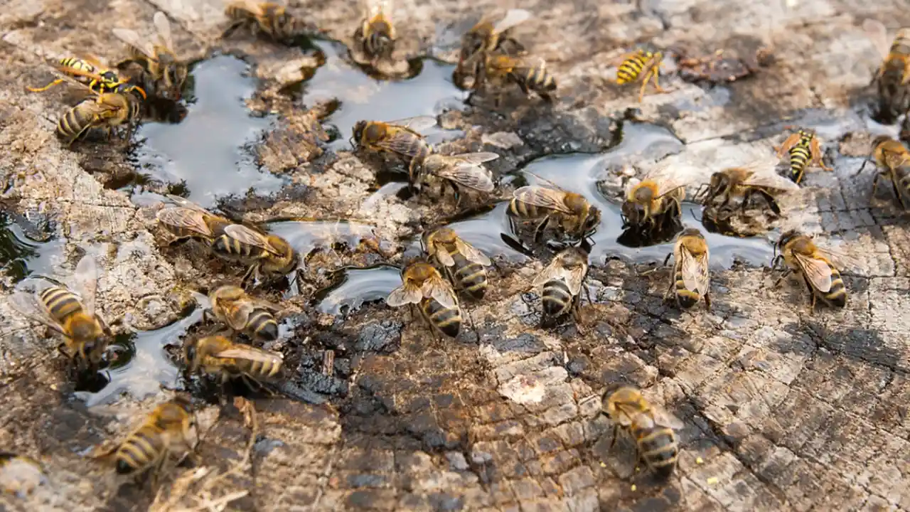 Bees drinking water