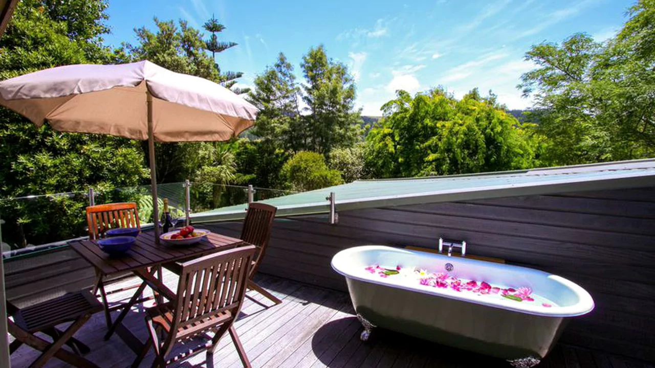 Romantic outdoor bathtub
