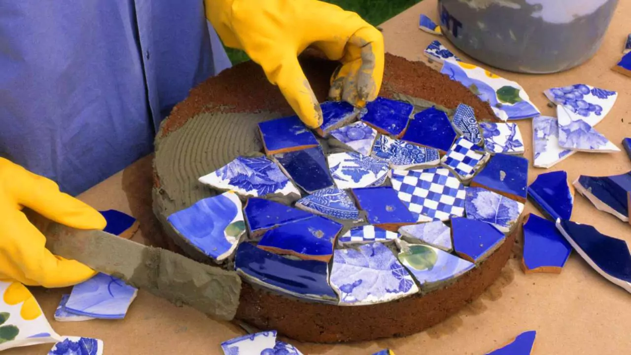 Creating garden mosaic