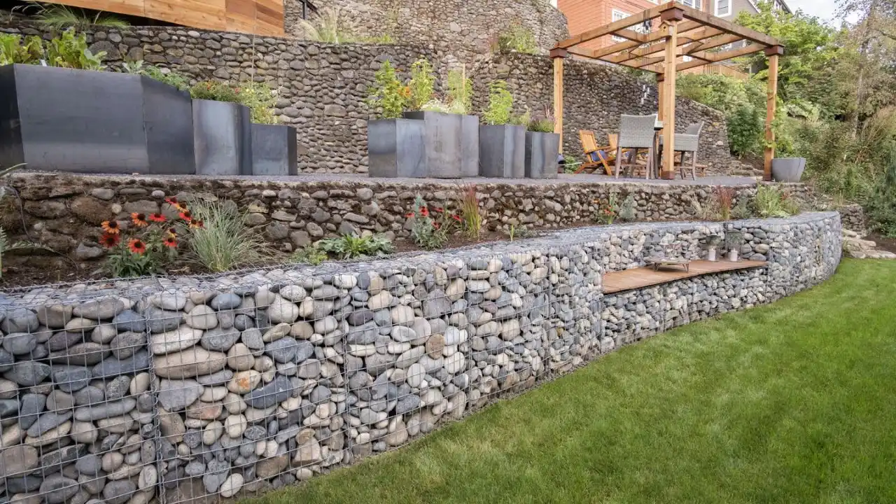 18 Cute Garden Rock Ideas: Achieving a Natural and Relaxing Landscape 1 Front yard gabion wall