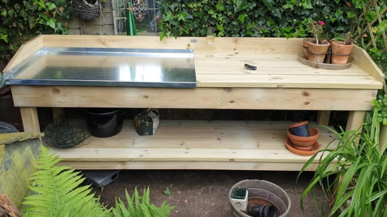 Old wooden potting bench